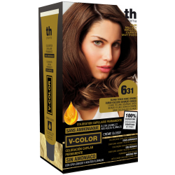 Tinte para el cabello V- Color no. 6.31 (Rubio oscuro dorado) - kit de casa+champú y mascarilla ...