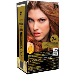 Tinte para el cabello V- Color no.7.46 (rubio medio aco...) - kit de casa+champú y mascarilla gratis