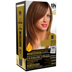 Tinte para el cabello V- Color no.8 (rubio claro) - kit de casa+champú y mascarilla gratis